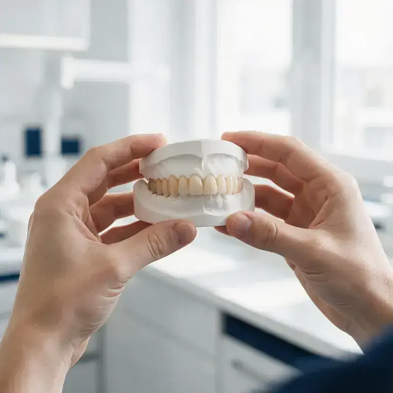 Dental models in occlusion presented by a technologist